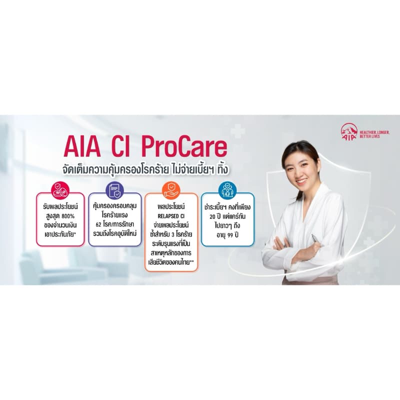 คุ้มครองที่แคร์คุณอย่างต่อเนื่องหากป่วยเป็นโรคร้ายแรง กับAIA CI ProCare ประกันชีวิตที่มีความคุ้มครองโรคร้ายแรงแบบตลอดชีพ